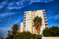 Modern and new apartment building and blue sky background Royalty Free Stock Photo