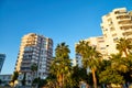 Modern and new apartment building and blue sky background Royalty Free Stock Photo