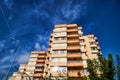 Modern and new apartment building and blue sky background Royalty Free Stock Photo