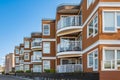 Modern and new apartment building. Multistoried modern, new living block of flats. Real estate condo architecture Royalty Free Stock Photo