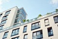 Modern and new apartment building. Multistoried modern, new and stylish living block of flats. Royalty Free Stock Photo