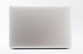 Modern new laptop on white background, back view Royalty Free Stock Photo