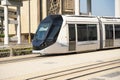 Modern New tram in Dubai, UAE. side view