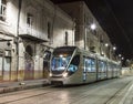 Israel - Jerusalem - Modern new tram testing flight without passengers Royalty Free Stock Photo