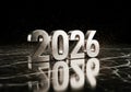 Silver 2026 New Year Design with Reflections and Light Effects Royalty Free Stock Photo
