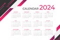 Modern 2024 new year calendar design template. Vector template. desk calendar