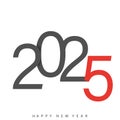 Modern 2025 New Year design with overlapping numbers and text. Vector
