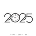 Modern 2025 New Year design with overlapping numbers and text. Vector