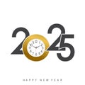 Modern 2025 New Year design with overlapping numbers and text. Vector