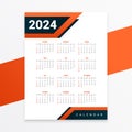 Modern 2024 new year english calendar template with dates and events