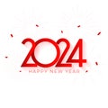 Modern 2024 new year eve greeting card with red confetti