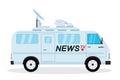 Modern news truck, mobile broadcasting vehicle,isolated on white background Royalty Free Stock Photo