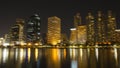 Modern night cityscape in Benchakitti Park thailand