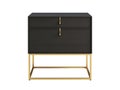 Modern nightstand with chic black wood frame, floating brass base and two spacious drawers. 3d render Royalty Free Stock Photo