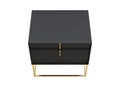 Modern nightstand with chic black wood frame, floating brass base and two spacious drawers. 3d render Royalty Free Stock Photo