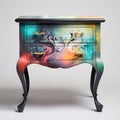 Modern nightstand colourful table on white background AI Generative