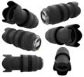 Modern nonexistent DSLR camera lens on white background