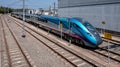 A modern Nova 1 passenger train in Transpennine Express colours