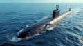 modern nuclear submarine sailing in the sea Royalty Free Stock Photo