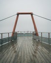Modern observation deck on a rainy day, PercÃÂ©, Quebec, Canada