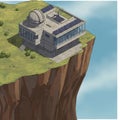 Modern observatory perched on a cliff, featuring a large dome housing a telescope. Royalty Free Stock Photo