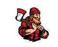 Modern Occupation People Cartoon Logo - Lumberjack