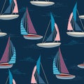 Modern ocean beach wind surfing illustration sailboat with stripes seamless pattern Vector EPS10,Design for fashion , fabric,