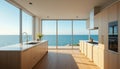 Modern Ocean View Kitchen Interior Royalty Free Stock Photo