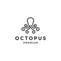 Modern Octopus Squid Tentacles Logo in simple minimalist line art monoline outline style, elegant geometric octopus logo Royalty Free Stock Photo