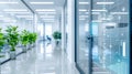 Modern office with advanced security system and biometric access for a safe and secure workplace.