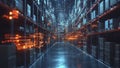 Modern Office with AI generated Data Visualization