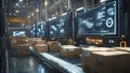 Modern Office with AI generated Data Visualization