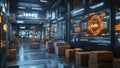Modern Office with AI generated Data Visualization