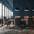 Modern office ambiance with luxurious empty chairs, executive setting Royalty Free Stock Photo