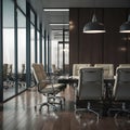 Modern office ambiance with luxurious empty chairs, executive setting Royalty Free Stock Photo