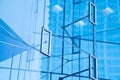 Modern office architectur at blue glass wall backgrounds Royalty Free Stock Photo