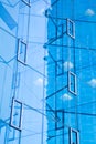 Modern office architectur at blue glass wall backgrounds Royalty Free Stock Photo