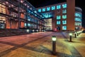 Modern office architecture in Zurich at night