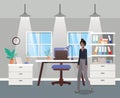 Modern office with black businesswoman