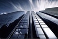 Modern office building architecture with glass window from below view. Flawless