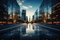 Modern office building or business center Tall buildings' windows made of glass reflect clouds and sunlight. Empty Royalty Free Stock Photo