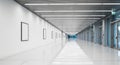 Modern Office Building Corridor with Fluorescent Lighting and Artwork hallway interior Royalty Free Stock Photo