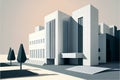 Modern office building. 3d render. Architectural background. Vector illustration.