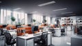 Modern office building, the empty room at night revealed sleek chair designs amid the indoor architecture. Empty room at night Royalty Free Stock Photo