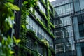 Modern office building exterior with green plants. Architectural detail of modern building. Ai generated Royalty Free Stock Photo