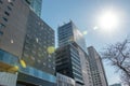 Modern office building with facade of glass on sky background Royalty Free Stock Photo