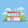 Modern office building with flat design