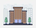 Modern office building in flat style with trees. Hotel illustration Royalty Free Stock Photo