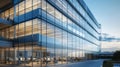 Modern Office Building with Glass Facade and Evening Sky Royalty Free Stock Photo