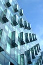 Modern office building glass wall side view close-up Royalty Free Stock Photo